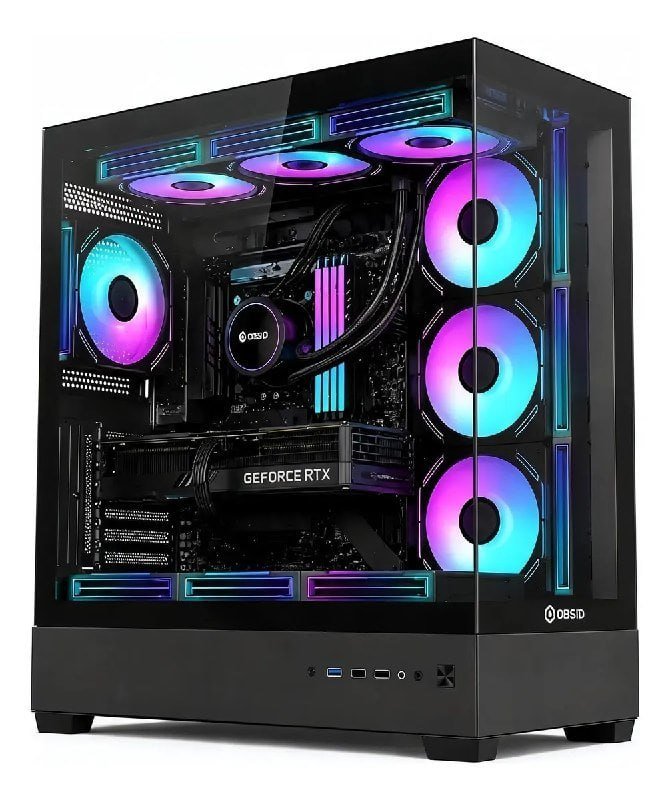 Gabinete Gamer Obsid Frame Preto Vidro Mid Tower S/ Fan
