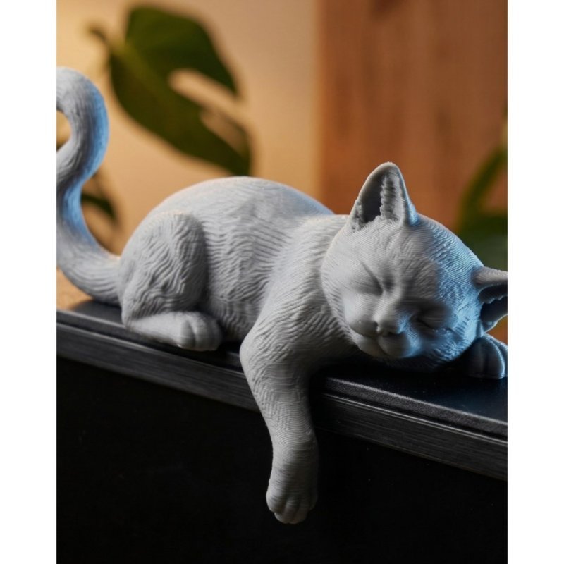 Companheiro de Monitor Gato Dormindo – Decoração Fofa para Setup e Mesa (Impressão 3D)