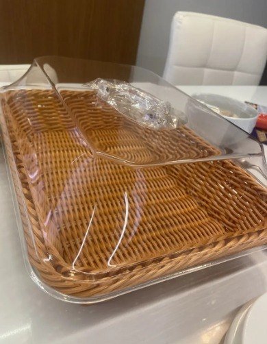 Cesta De Pão Com Tampa De Vime De Acrílico Para Alimentos