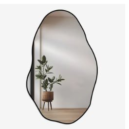Espelho Orgânico Loja Sala 80x50 Grande Banheiro Elegante Moldura Preto