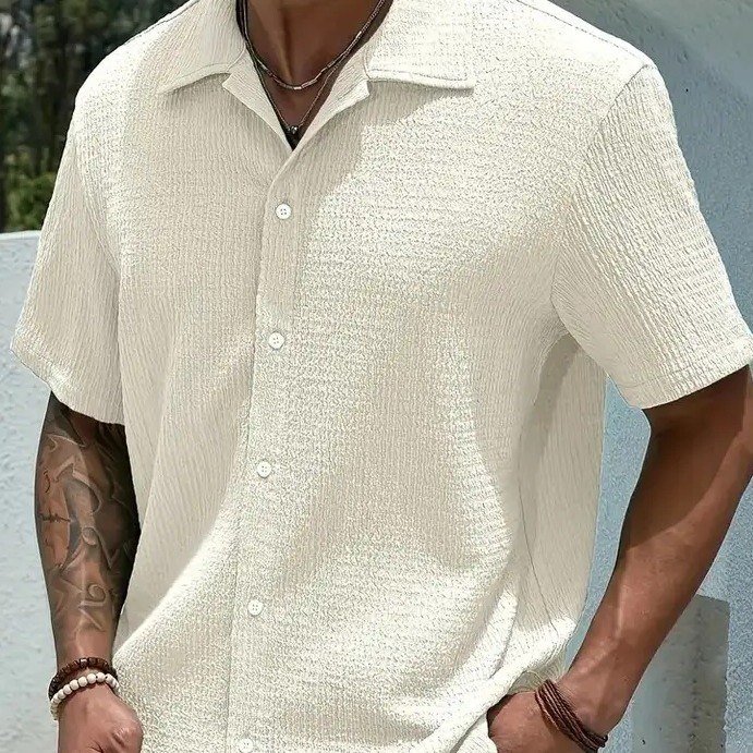 Camisa Casual Masculina Texturizada C/botões Old Money