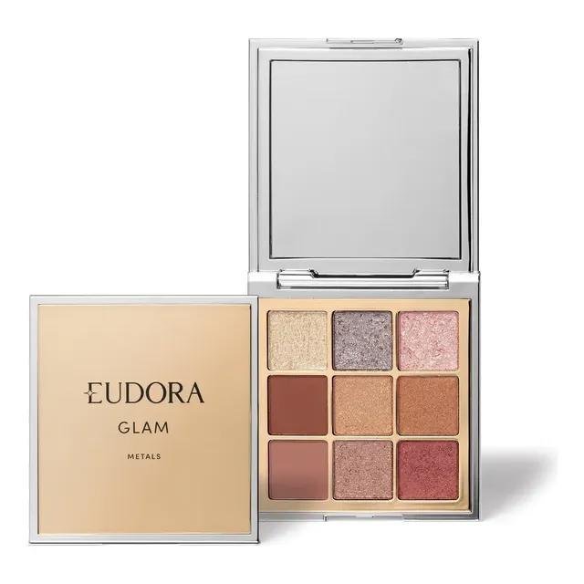 Paleta de Sombras Glam Metals Eudora com 9 Cores de Brilho Metálico E Mate