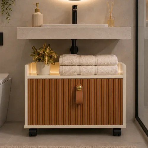 Armário Gabinete Com Porta Basculante Para Banheiro Moderno