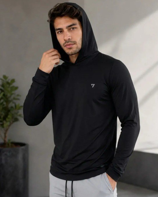 Camisa Térmica Manga Longa Com Capuz Proteção Solar Uv50+ + Frete Grátis