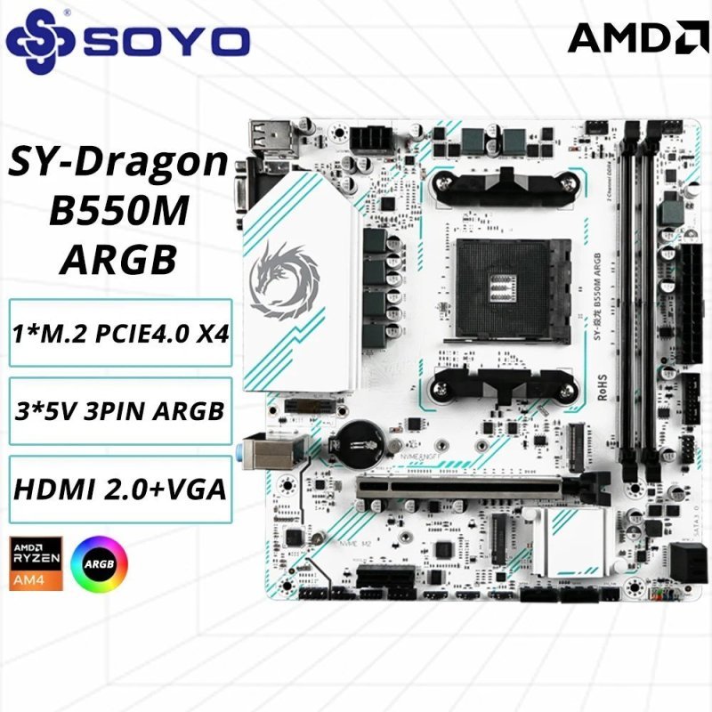 Placa Mãe B550m Soyo Eternal Dragon Argb Pci 4.0