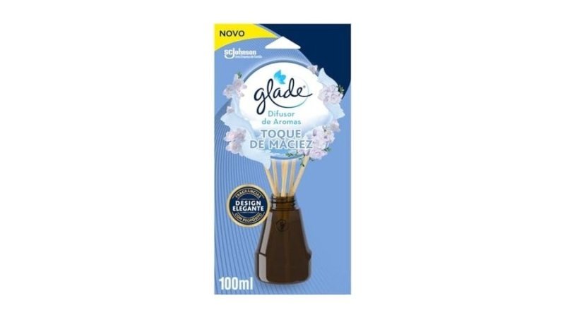 Glade Difusor de Ambiente Toque de Maciez, Frasco 100ml e 6 Varetas