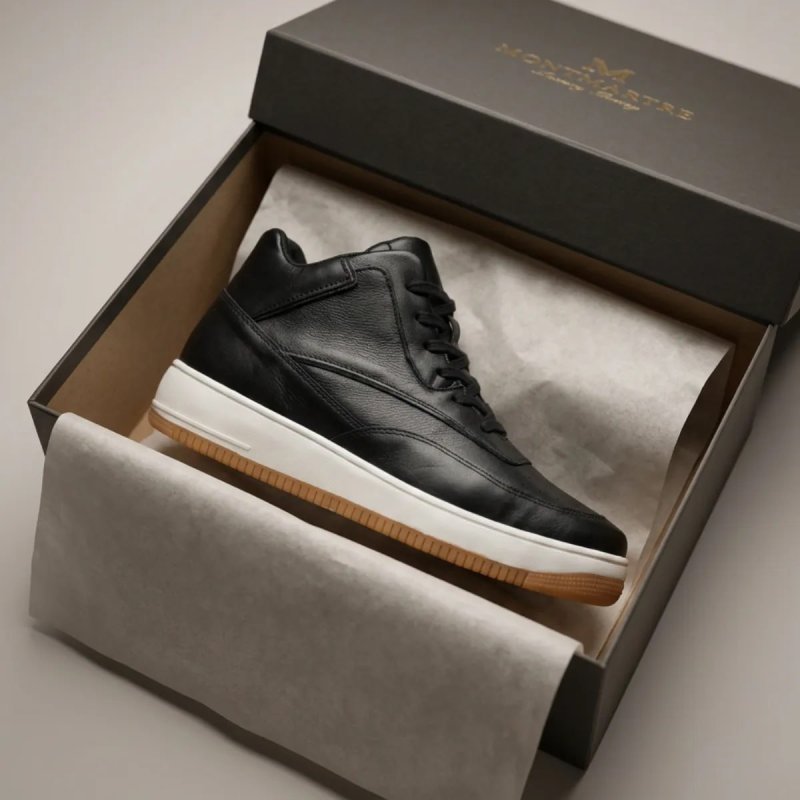 Alto Calçados Thunder Tênis Casual Em Couro Que Aumenta 10cm