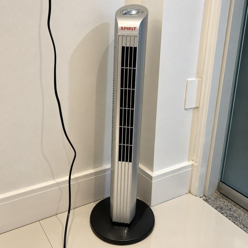 Ventilador de Torre Spirit Maxximos Elegant 35W Preto e Prata, Com 3 Velocidades
