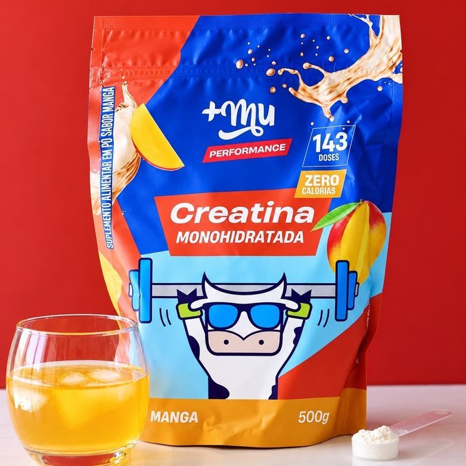 Creatina 100% Pura +Mu Sabor Manga 500g