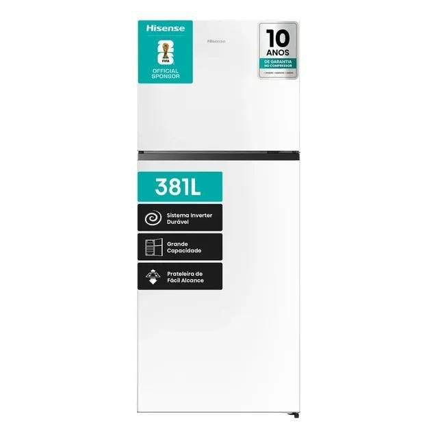 Geladeira Hisense Duplex Branca 381L Inverter Frost Free RT3N375 110V