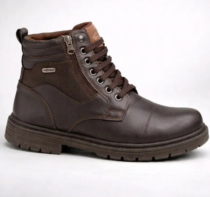 Bota Coturno Masculino Cadarço Zíper Motoqueiro Palmilha Gel