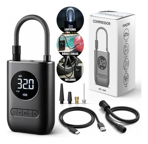 Mini Compressor de Ar Digital Portátil Recarregável USB-C Lumi