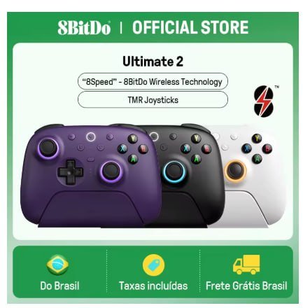 Controle Sem Fio 8BitDo Ultimate 2 para Pc e Android com Joysticks Tmr (Branco, Roxo ou Preto)