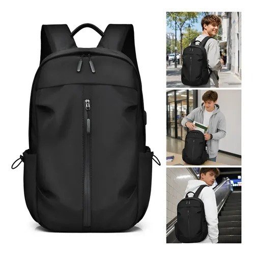 Mochila Masculina Notebook Impermeável Entrada Usb Faculdade Preto