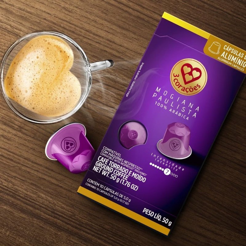Cápsulas de Café Mogiana Paulista 3 Corações - 10 Cápsulas Compatíveis com Nespresso