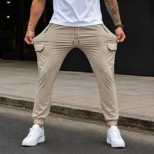 Calça Masculina Com Elastano Esportiva Fitness Academia Fit Caqui G 44