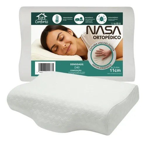Travesseiro Nasa Ergonômico Cervical 53x11cm Ortopédico Branco