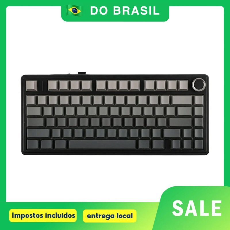 Teclado Sem Fio Mecânico Aula F75 Rgb, Hot Swap, Keycaps Pbt, Com Knob de Volume
