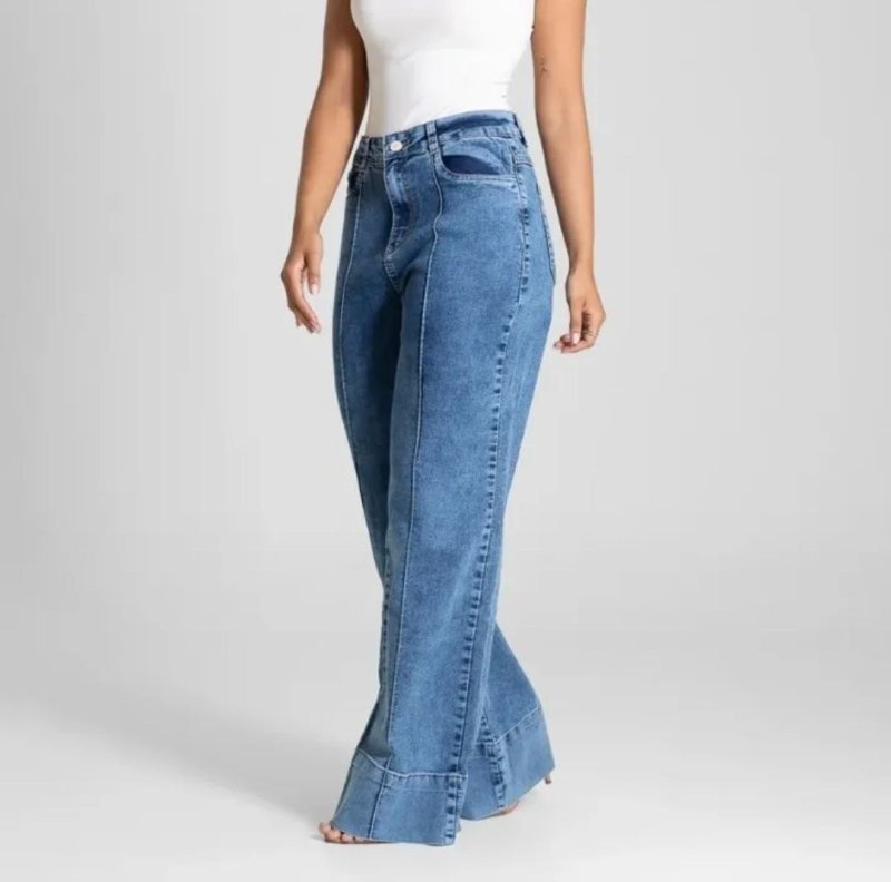 Jeans Sawary Feminina Calça Wide Leg + Frete Grátis