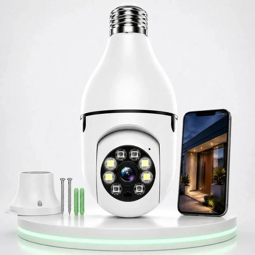 Câmera de Segurança Lâmpada Panorâmica Wi-Fi 1080p