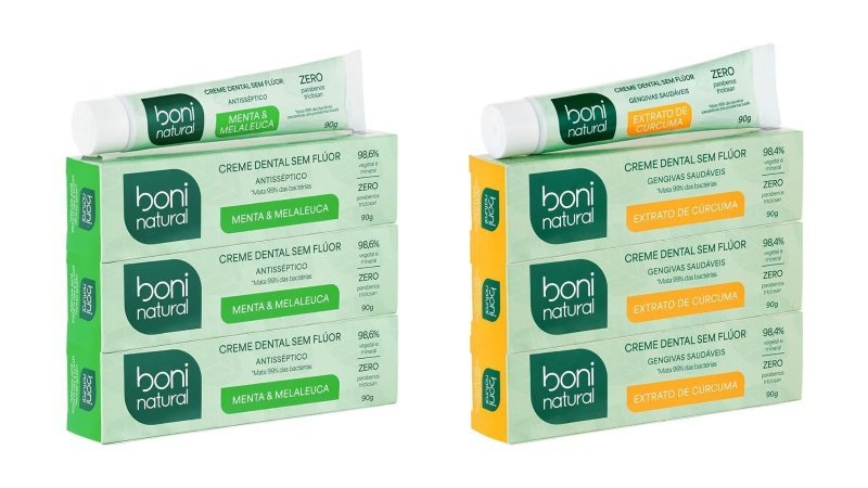 03 un. Creme Dental Boni Natural 90g Menta e Melaleuca + Frete Grátis
