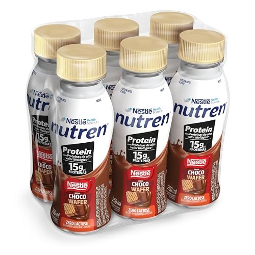 Bebida Láctea Nutren Protein 15g de proteínas Chocowafer 260ml - Pack com 6 unidades