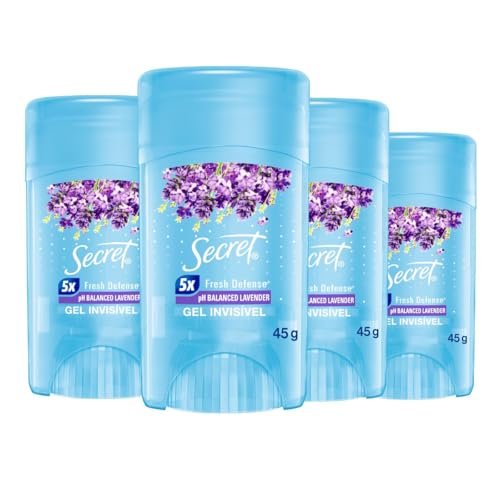 Secret Kit Desodorante em Gel Invisível Antitranspirante Lavanda com 4 Unidades 45g