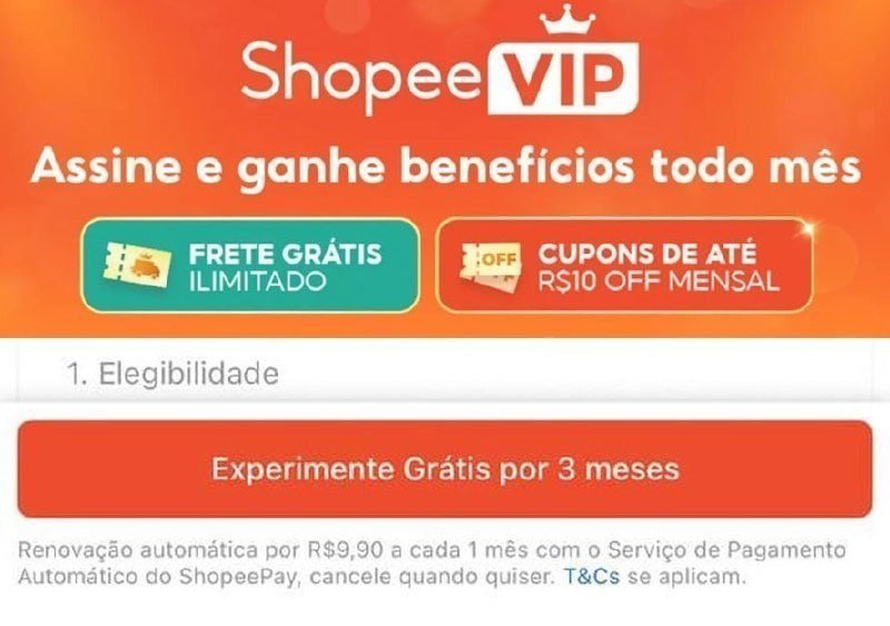 Ganhe 3 Meses Grátis de Shopee Vip