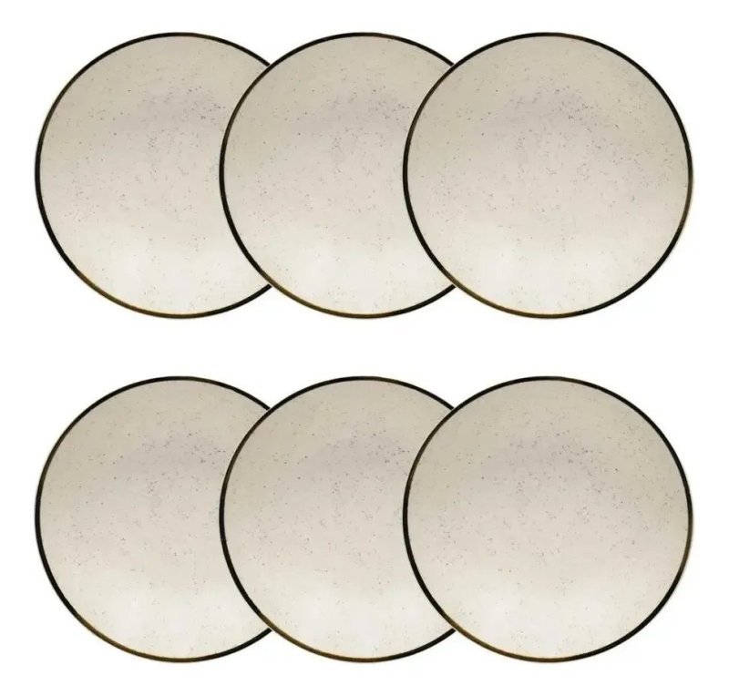 Jogo 6 Pratos Fundos Rustico Brisa 20,5cm Oxford Porcelanas