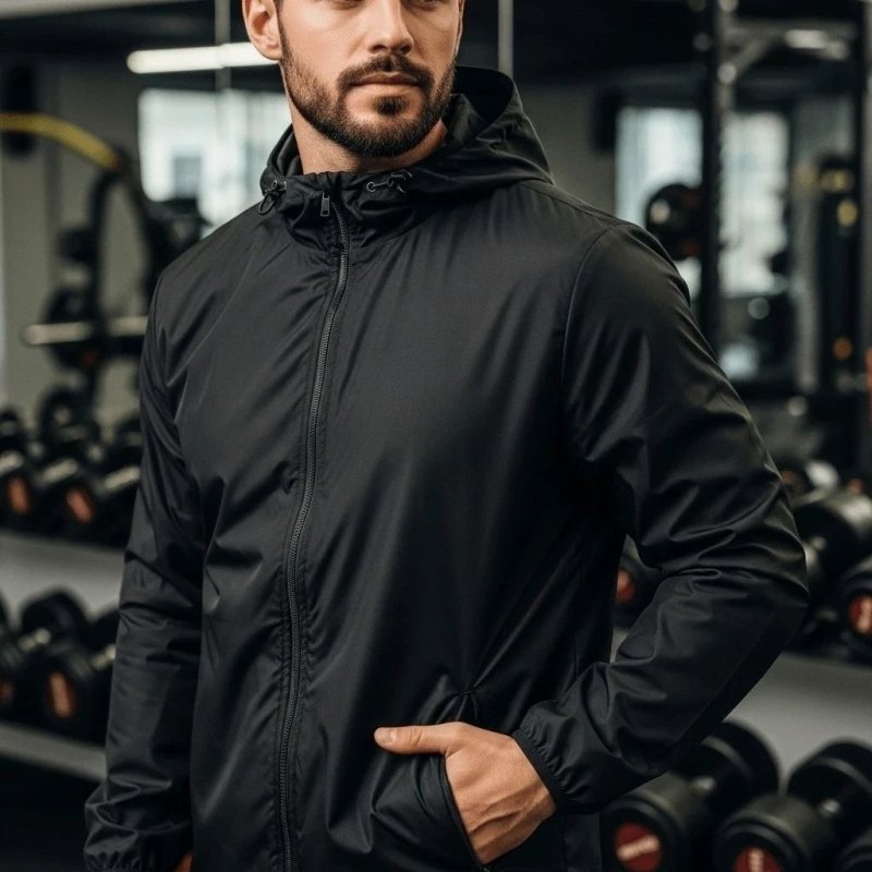 Jaqueta Corta Vento Masculina Impermeável Capuz Zíper Bolso