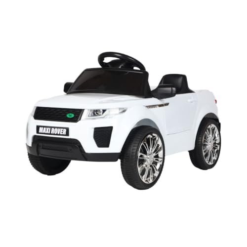 Mini Carro Elétrico Infantil Controle Remoto Frente/Ré Bateria 6V Bluetooth Maxi Rover Maxi Toys (Branco)