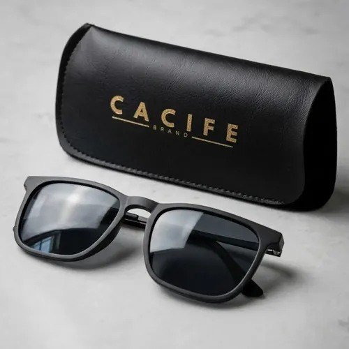 Óculos De Sol Quadrado Preto Proteção Uv400 C/ Case + Preto