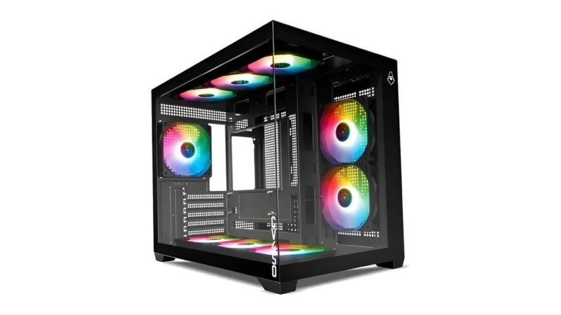 Gabinete Gamer Mancer Cv450, Mini Tower, 9 Fans, Vidro Preto