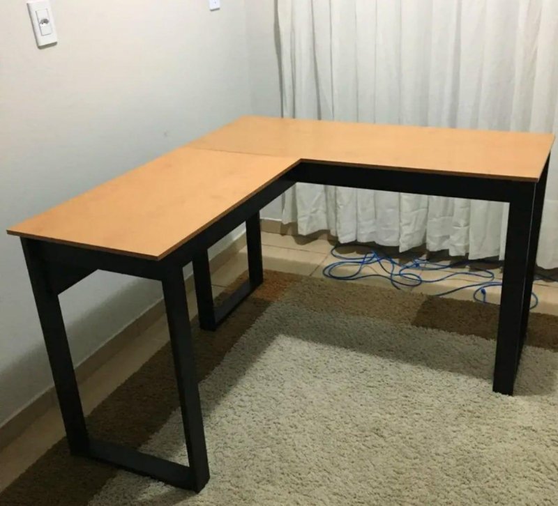 Escrivaninha Industrial Berlim Em L, MDF, Cor Canela