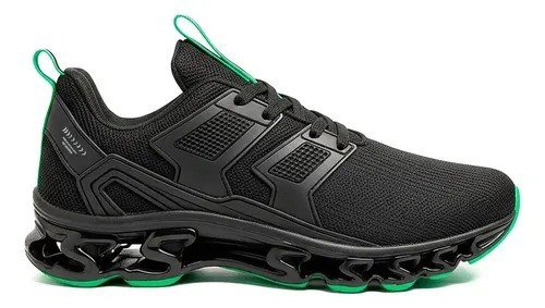Tênis Sandrini Masculino V12 Molas Sport Conforto Moderno Preto/verde Liso 42 Br