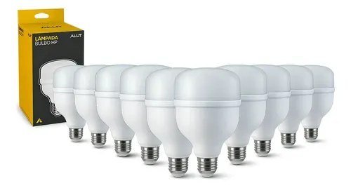 Kit 10 Lâmpadas LED Bulbo 20W Alta Potência Branco Frio 6500K Bivolt E27 Super Bulbo Econômica 1600 Lúmens
