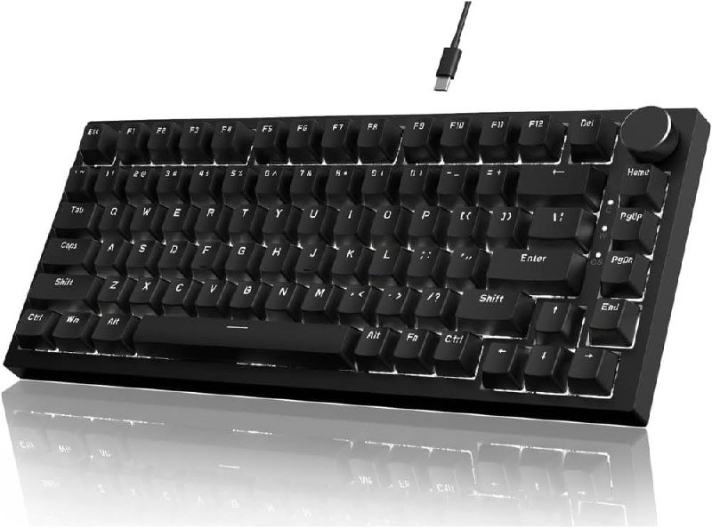 Teclado Mecânico Gamer Ajazz AK820 Preto USB-C 75% 82 Teclas Hot Swappable Switch Magnético