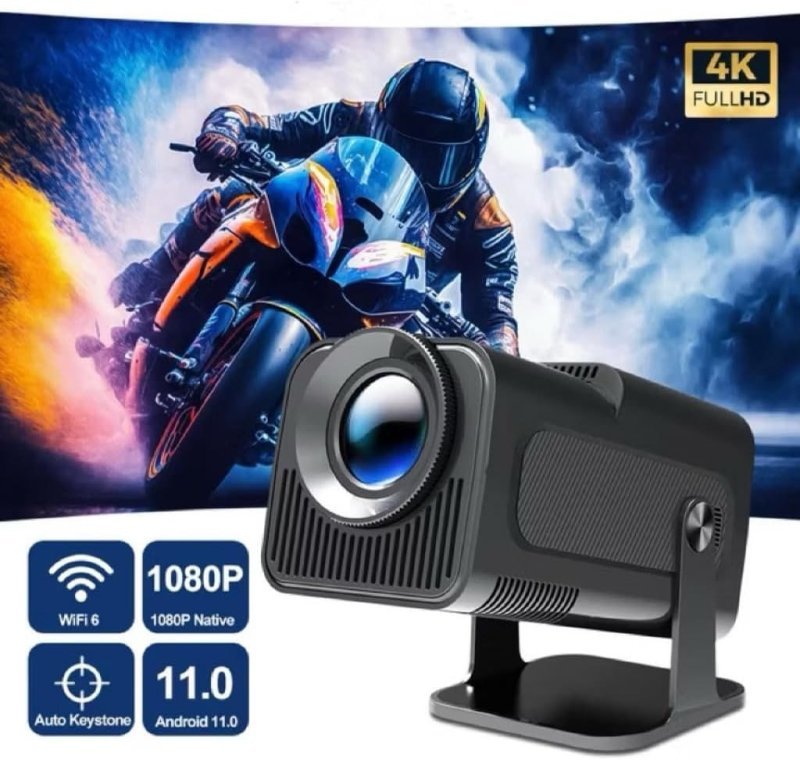 ANJ.GG Projetor LED Wi-Fi Android, HD 390 ANSI Lumens, Correção Digital de Trapézio, Resolução 4096x2160