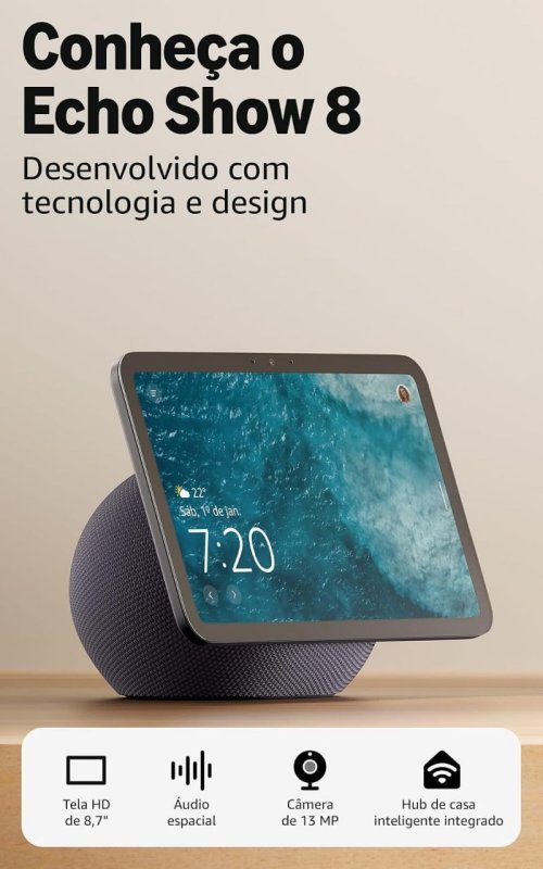 Amazon Echo Show 8 (Geração Mais Recente) Tela HD 8,7" Alexa - Grafite