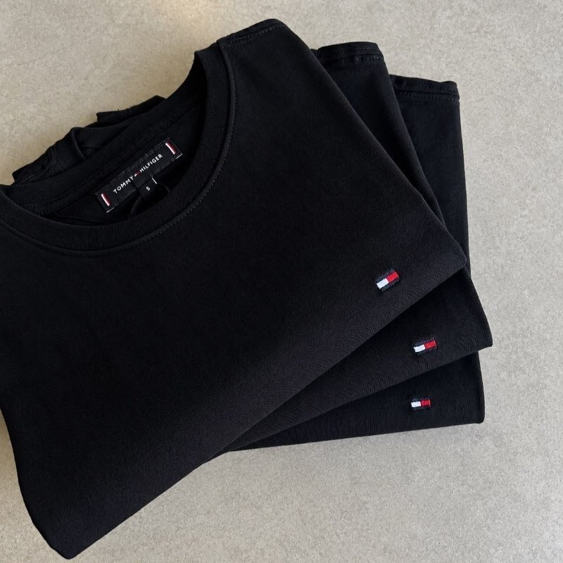 Kit Camisetas Tommy Hilfiger Masculina Preta 3un