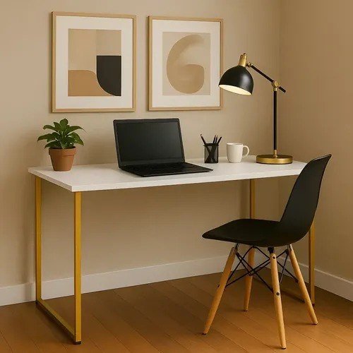 Escrivaninha Industrial 110cm Mesa Estudo Aparador Pés Aço