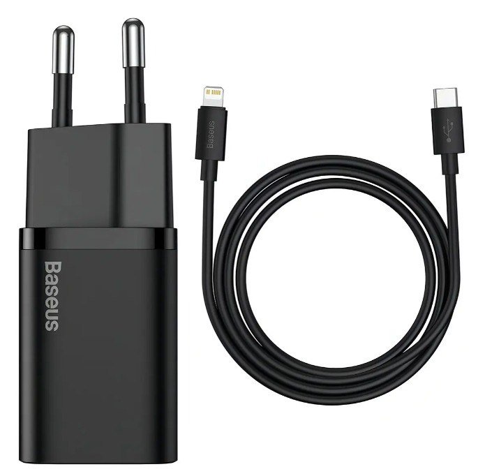 Carregador Turbo Baseus 20w Com Cabo Para iPhone 14 Cor Preto + Frete Grátis