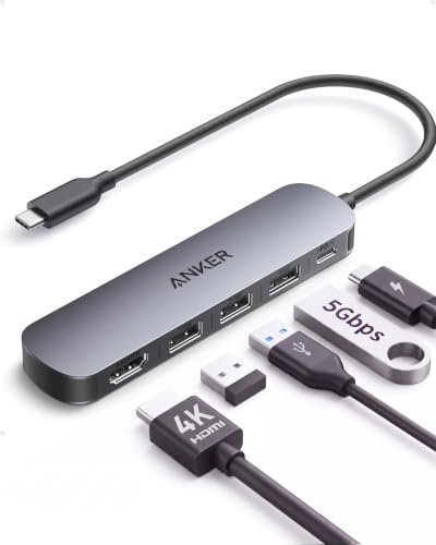 Anker Hub USB-C 5 em 1, HDMI 4K@30Hz, 2* USB, 5Gbps USB 3.0 e USB-C PD 100W