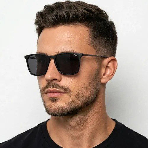Óculos Sol Quadrado Masculino Leaf Metal Acetato Proteção Uv