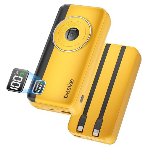 Power Bank 20000mAh, Basike Carregador Portátil 2 Saídas USB-A + Tipo-C com Cabo, Carregamento Rápido