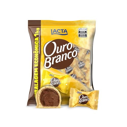 Lacta Ouro Branco - Wafer Recheado Sabor Chocolate Branco Pacote 1kg