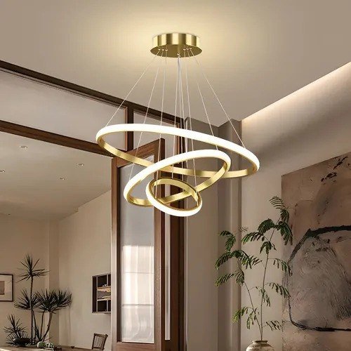 Lustre Led Sala Moderno 60w, 3 Arcos Pendente Luminária Teto 127/220v Dourado