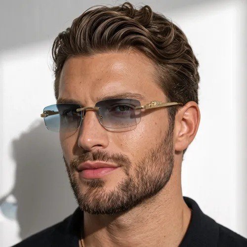 Óculos De Sol Retagular Masculino Feminino Hype Moda Tigre Azul Claro Degradê