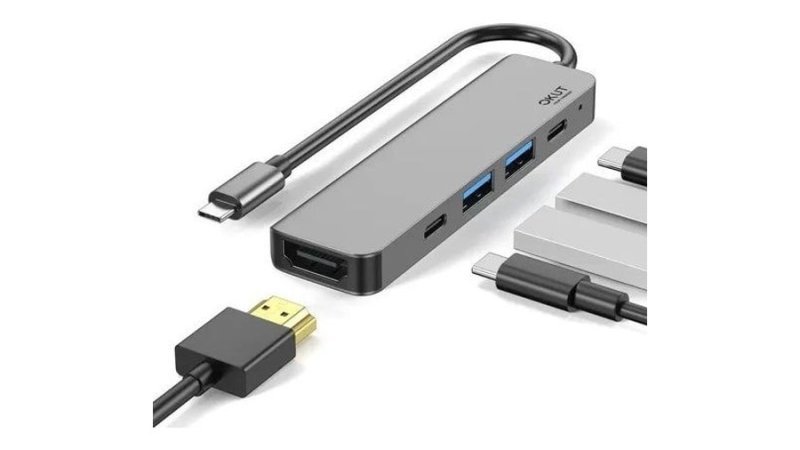 Okut Hub Usb-c Tipo C Dock Thunderbolt Hdmi 4k Usb 3.0 Cinza