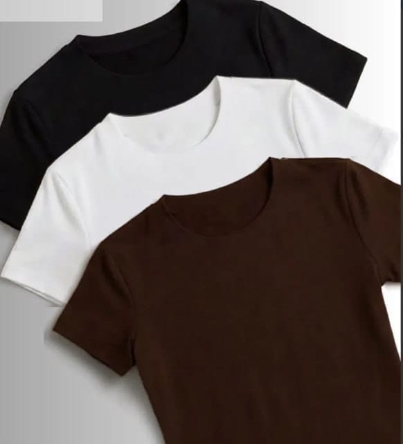 Kit 3 Camisetas Manga Curta Blusas Femininas Baby Look Comfy